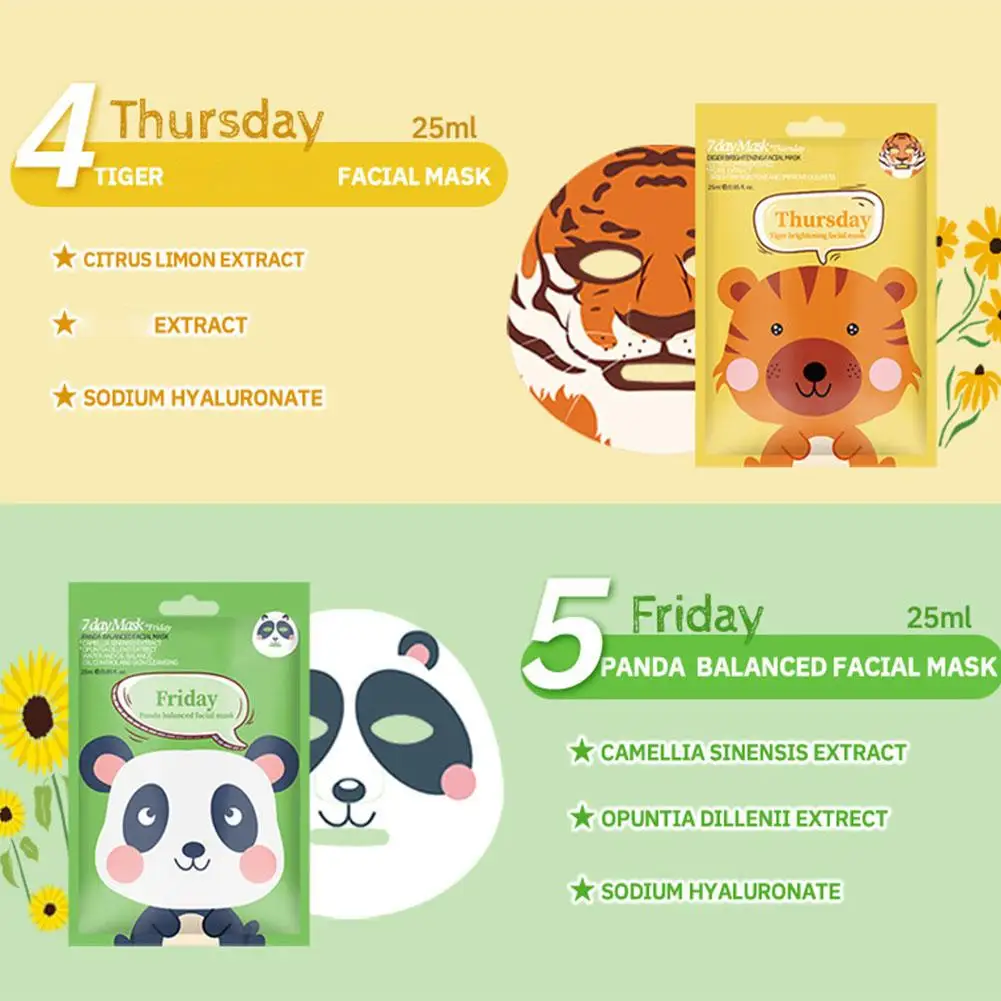 Cute Cartoon Facial Mask Moisturizing Hydrating Mask Deep Moisturizing Tender Skin Mask Dog Panda Pig Animal Mask Skin Care