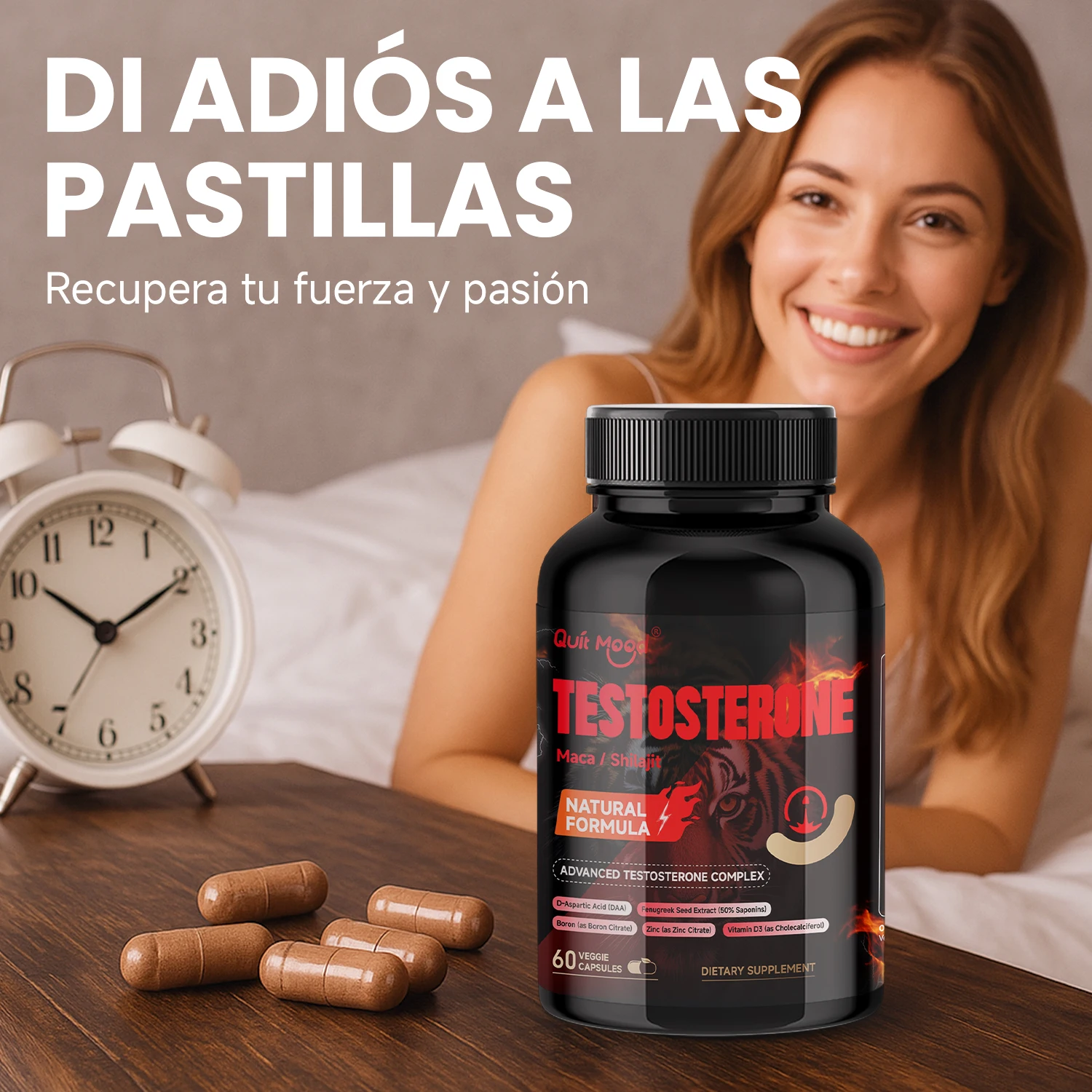 تستوستيرون للرجال، حيوية، مستخلص ماكا شيلجيت وعشب الماعز القرنية، قدرة عالية، 60 كبسولة، أفضل هدية للرجال.