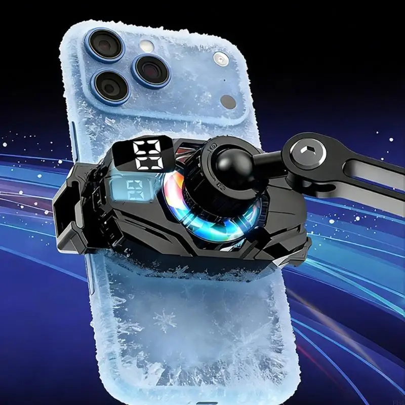 

Semiconductor Heat Sink Phone Cooling Fan with Cold Shoe Temperature Display Clip Mount Cooling Heatsink Auto Adjustable F19E