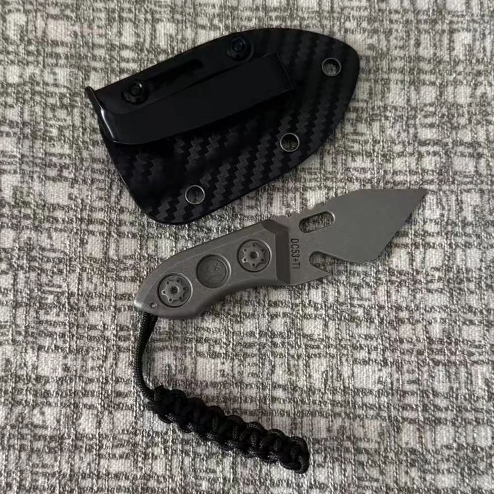 Titanium Alloy DC53 Crowbar with Carbon Fiber Sheath Bottle Opener Outdoor Multifunction EDC Tools