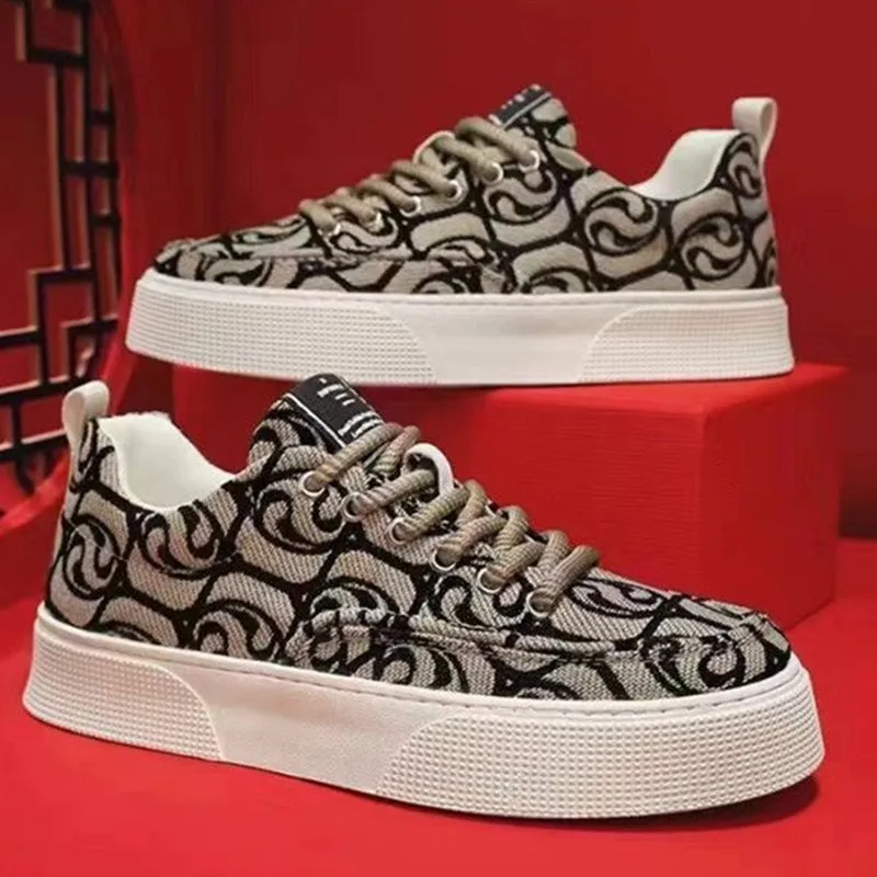 

Men's Canvas Shoes 2026 Men Chunky Sneakers Classic Skateboard Shoes Male Printed Vulcanized Shoes Mens Outdoor Walking Footwear