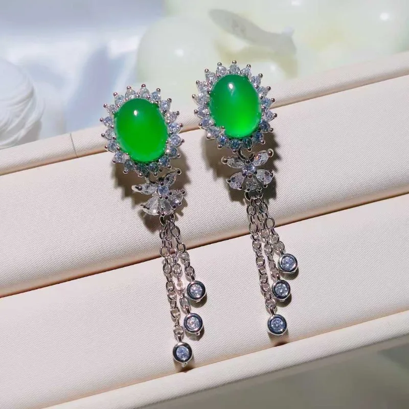 Natural Green Chalcedony Medium and Long Earrings.