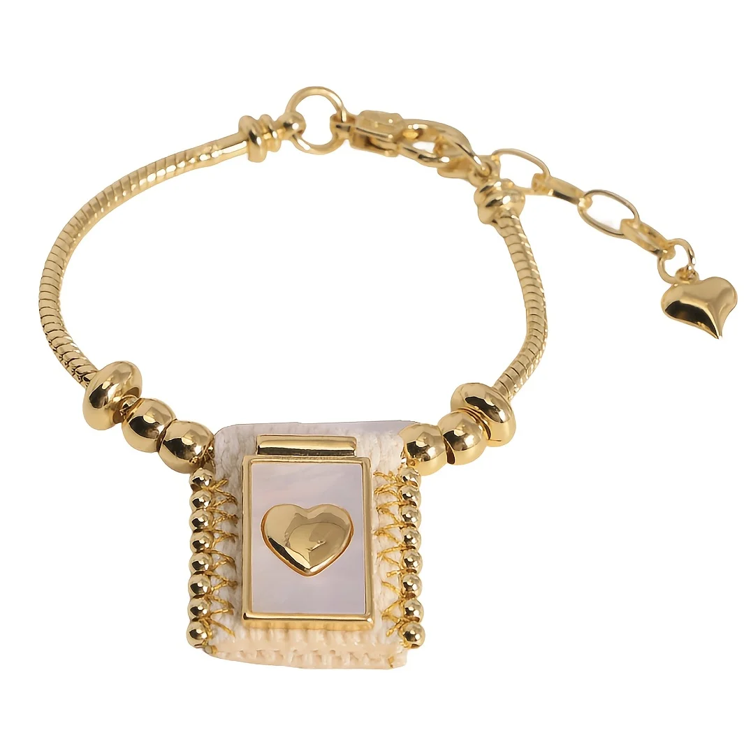 5 قطعة 18K مطلية بالذهب خمر ممسحة قذيفة الدينية سان بينيتو الصليب القلب مريم العذراء النحاس أساور الاكسسوارات اليدوية النساء