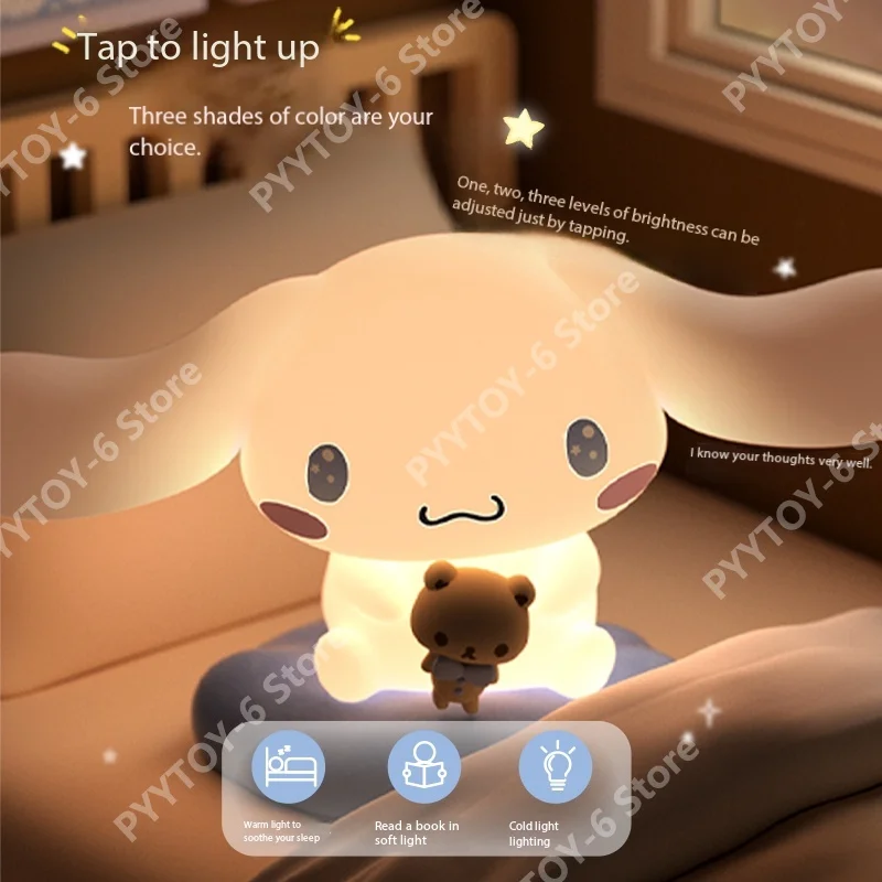 

Sanrio Cinnamoroll Hello Kitty Night Lamp Cute Doll Figures Remote Control Lamps Animation Peripheral Creative Gift for Girls
