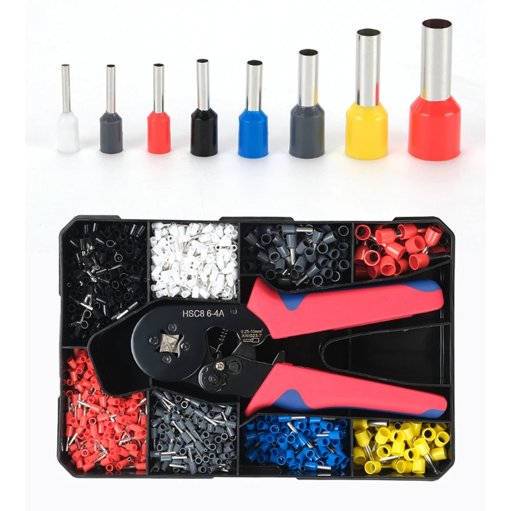 

E Terminal Set Insulated Ferrules Crimp Terminal Cord End Wire Connector Electrical Wire Terminal With HSC8 6-4A Crimping Pliers