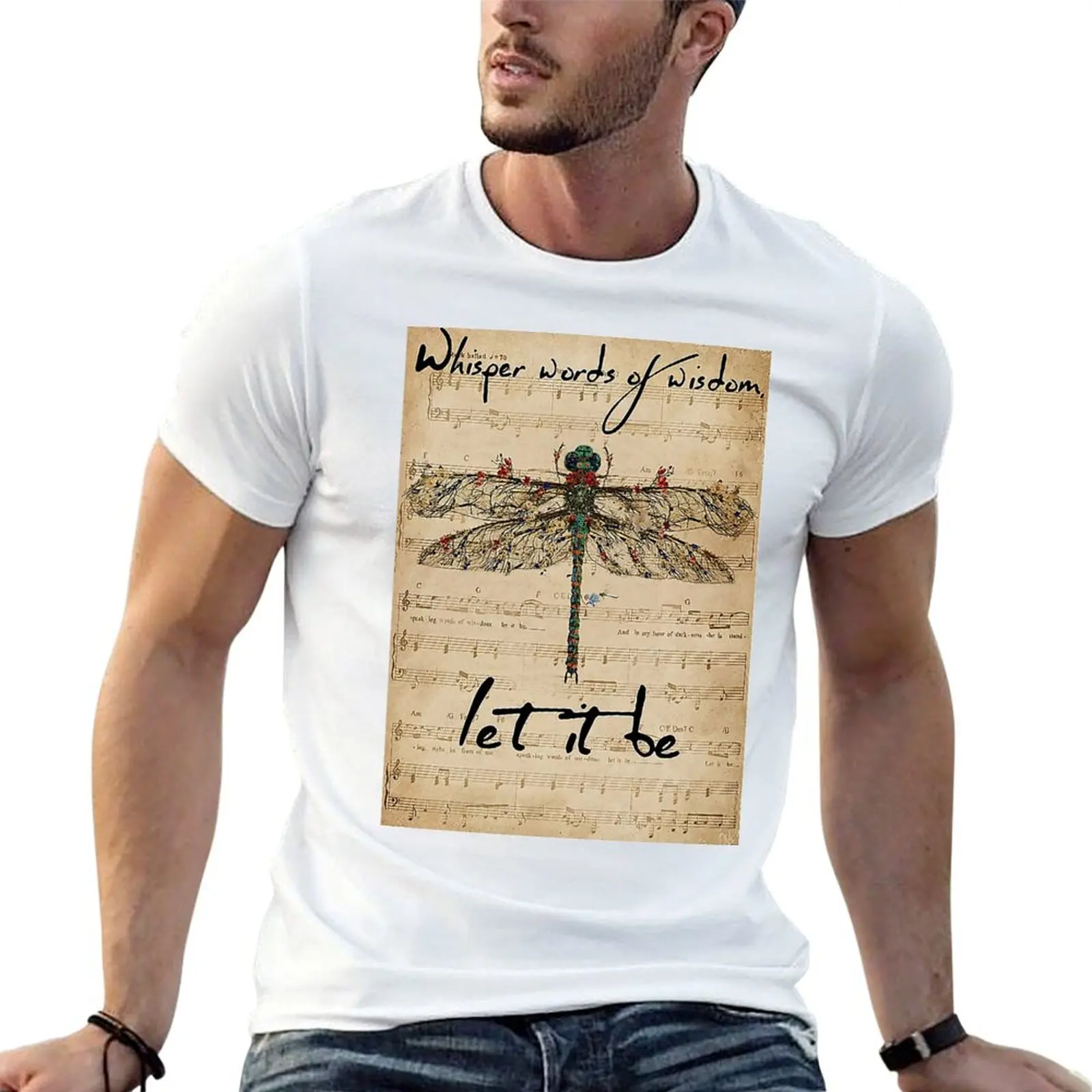 Dragonfly Whisper Words Of Wisdom Let It Be T-Shirt Relaxed Casual Short Sleeve Tee