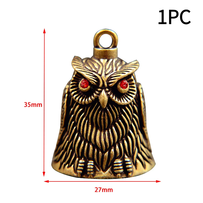 #1PC Vintage Owl Bell Keychain Brass Bell Car Key Chain Pendant Small Pendant Men And Women Gift Feng Shui Bronze Bell