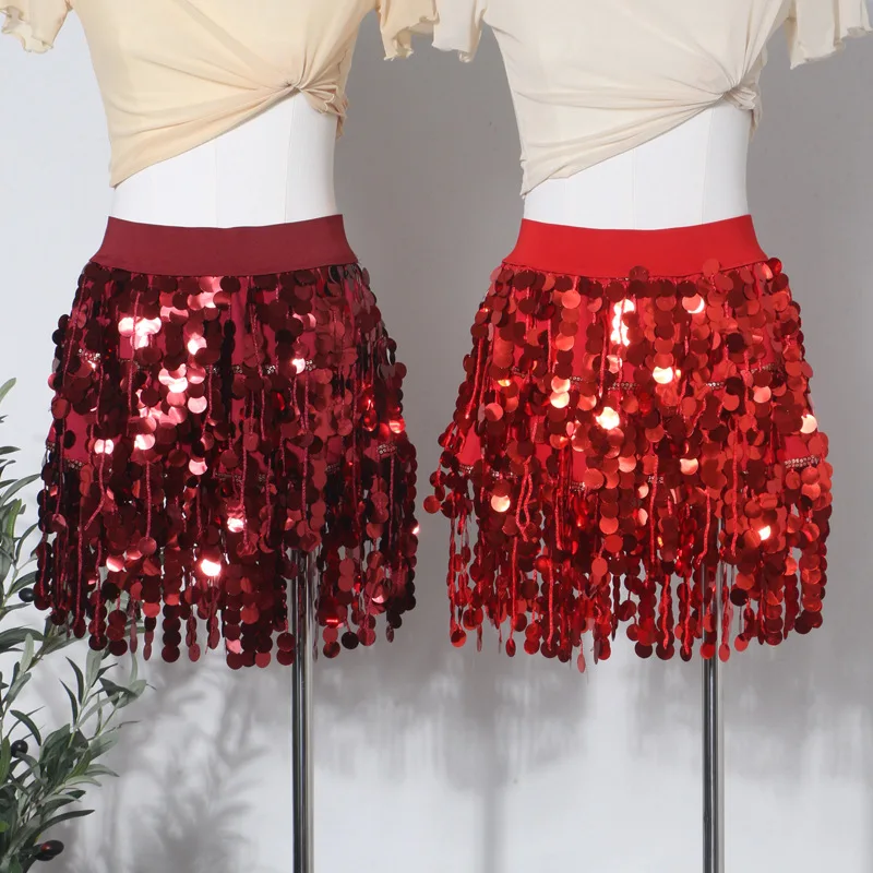 

Sexy Sequins A-word Short Skirt Women Nightclub Fringed Skirt Woman
