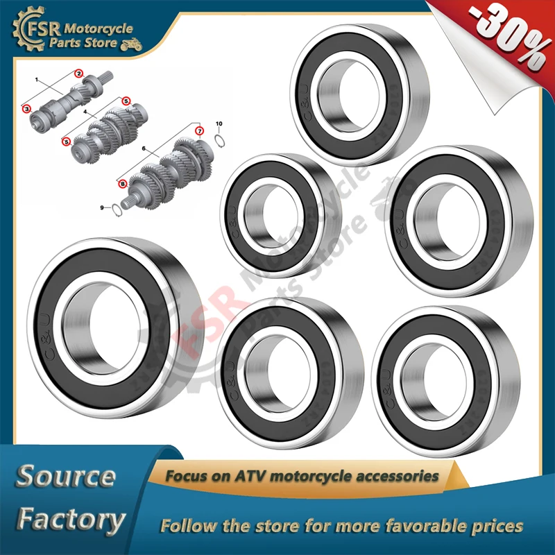 

Комплект подшипников ПЕРЕДАЧИ, 6 шт., подходит для BMW R 1200 GS R1200GS ADV R1200RT R900RT HP2 Megamoto K25 H K255 K26 05-13