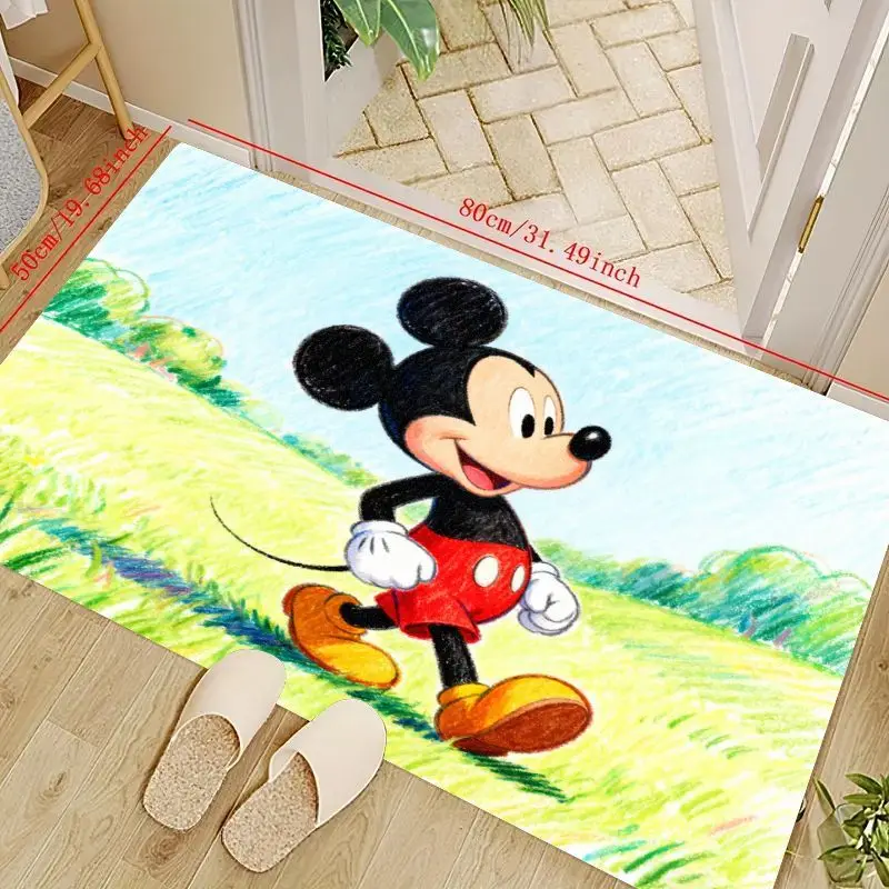 

1 шт. Коврик для пола с персонажем мультфильма Диснея Микки Мауса, милый нескользящий коврик в стиле аниме «Эскиз» для детей, спальни, игровая комната Liv