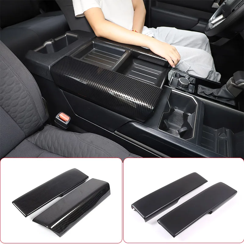 For Toyota Tundra Sequoia 2022-2023 ABS Carbon fiber/Matte black Car Center Armrest Box Protective Cover Car Accessories