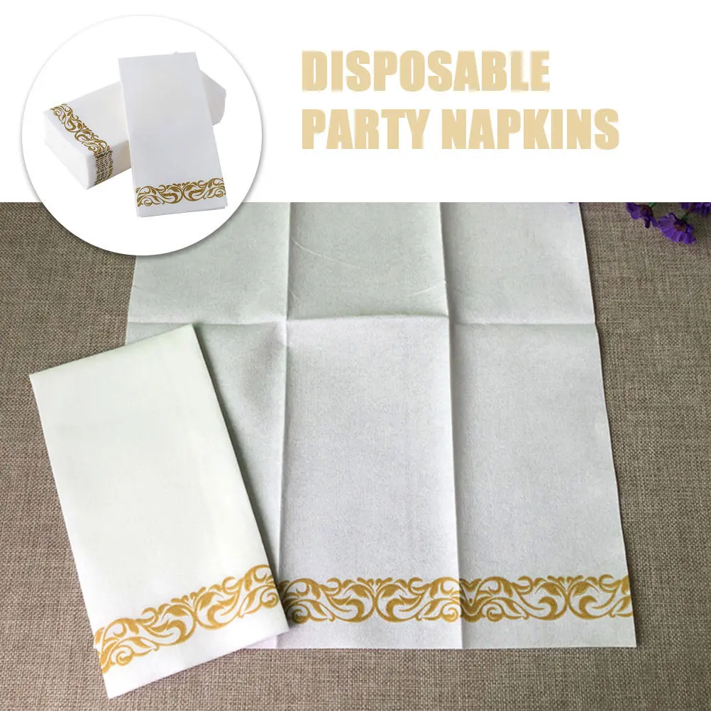 

50Pcs Gold Pattern Party Napkins Disposable Paper Napkins for Wedding Banquet Dinner Table Setup Decorative Toilet Paper