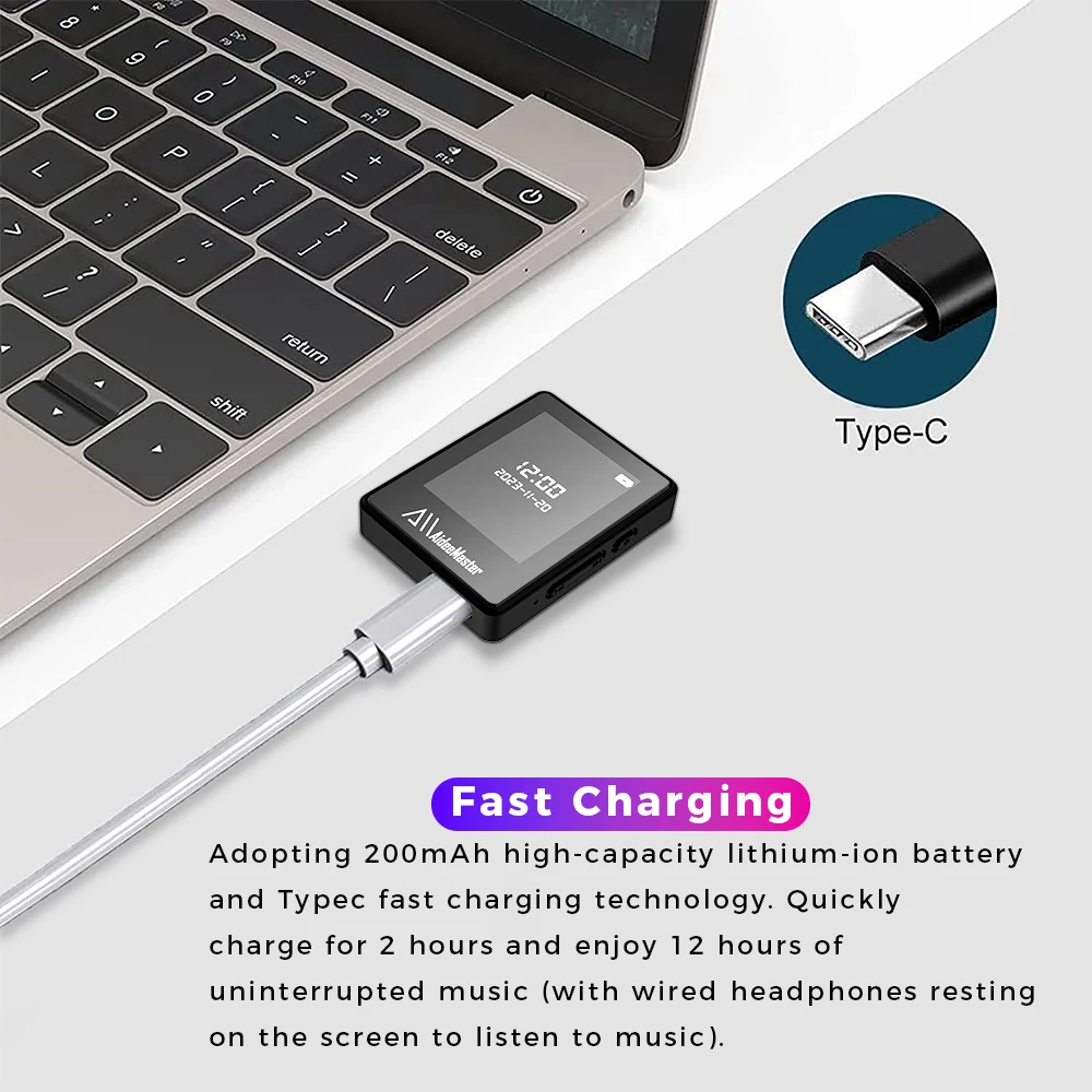 مشغل MP3 محمول بلوتوث 5.0 مكبر صوت ستيريو للموسيقى لمشغل Walkman Sport مشغل فيديو MP4 الكتاب الإلكتروني/مسجل MP3