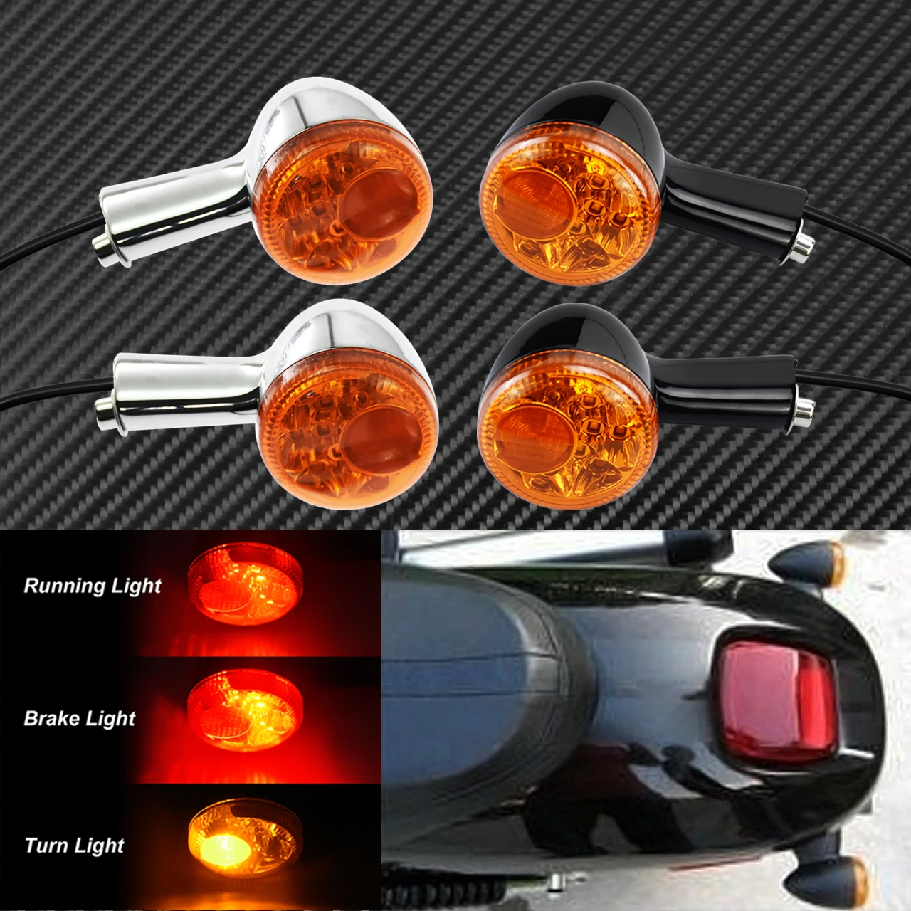 Motorcycle Rear Turn Signal LED Indicator Lamp Aluminum Brake Running Light For Harley Sportster XL883 XL1200 Iron 1992-2022