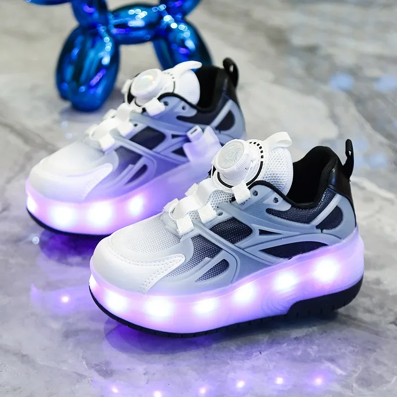 Kids Shoes Roller Skate Sneakers USB Charge Illuminated Shoes Girls Boys Casual Skateboard Shoes Casual Roller Children Trainers