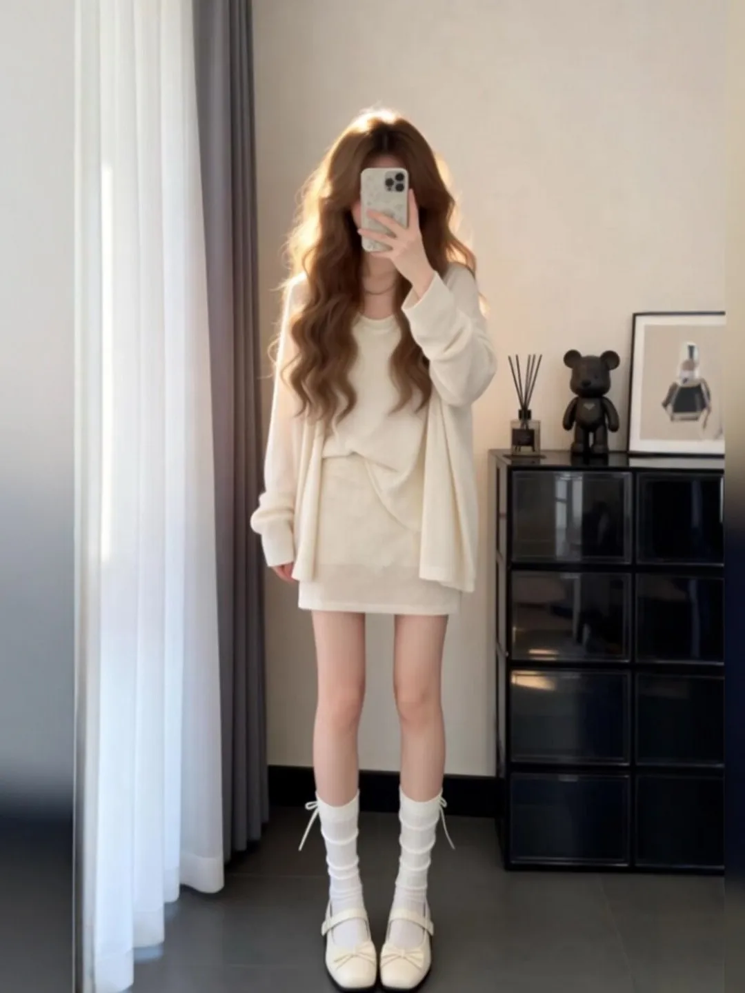 

Warm Gentle Sle Tee-Piece Set with Open Cardigan Top And Wrap around Skirt for Women Spring Faion Casual Comfortable