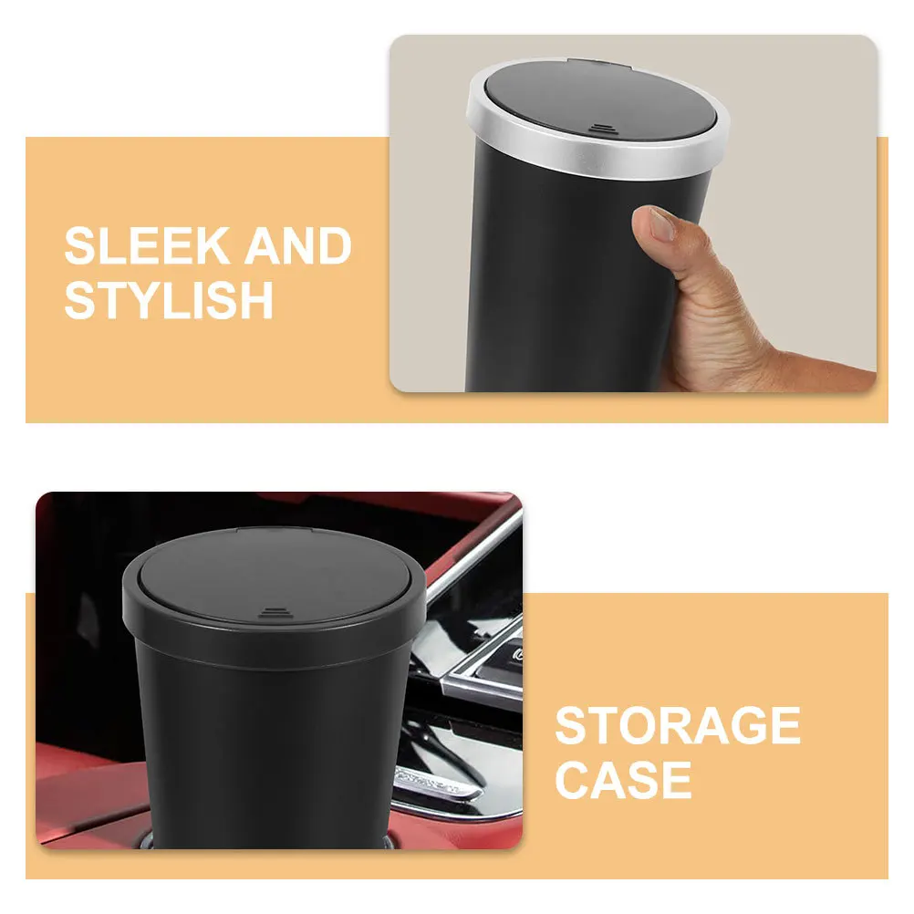 

2Pcs Car Trash Can Portable Mini Bin with Lid Car Cup Holder Trash Container Small Garbage Container for Vehicle