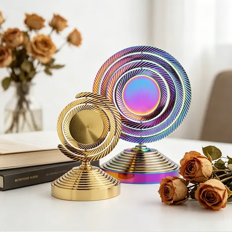 Rotating Sculpture High Quality Aluminum Alloy Home Decoration Ornament 100mm Base Rotatable Office Desk Decor