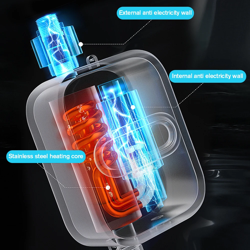 3500W Instant Water Heater 220V Smart Electric Shower Tankless Instant Water Heater Thermostat for Bathroom Kitchen