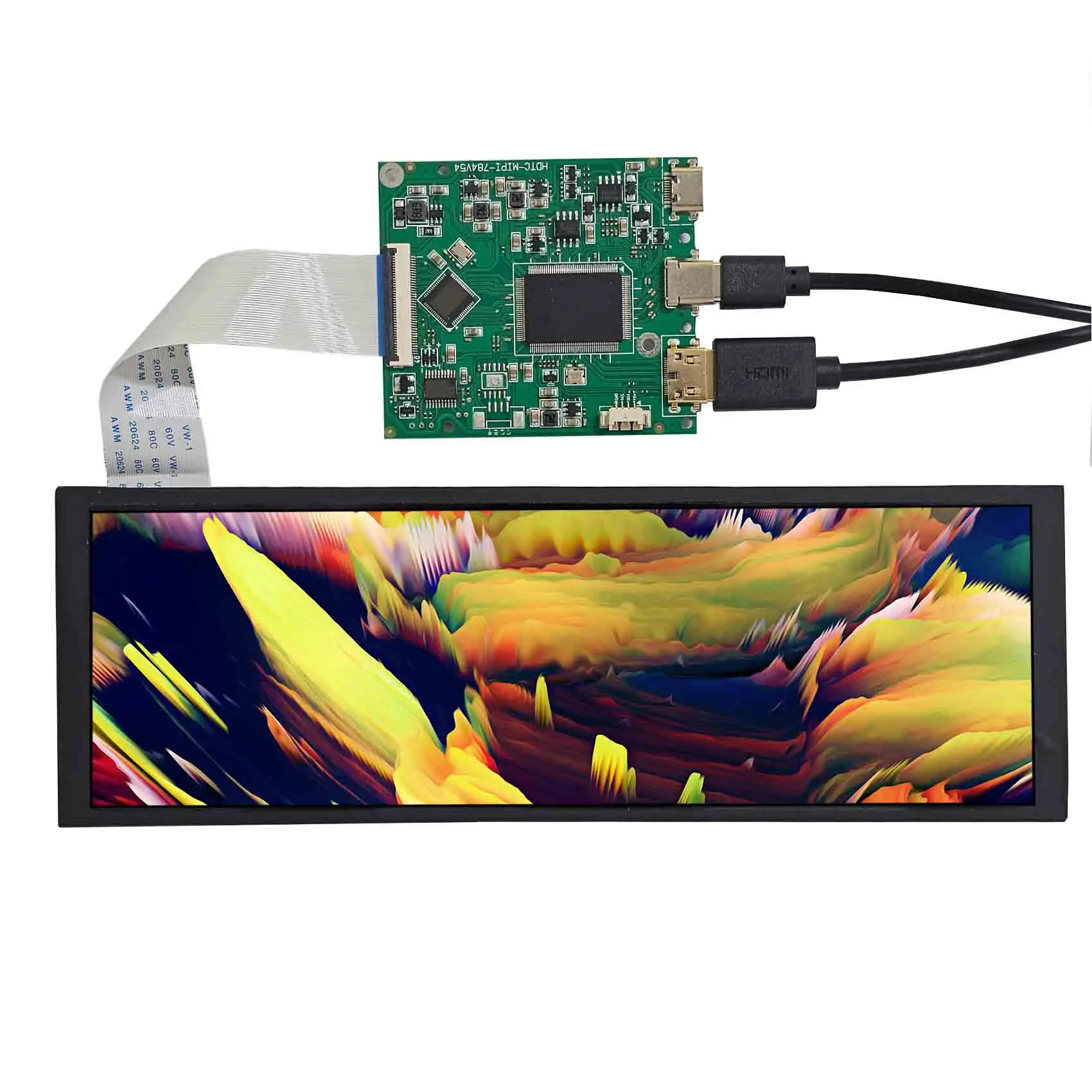 

31Pin Mipi Lcd Bar Display Widescreen Monitor 7.84Inch 400X1280 Stretched Bar Lcd Display With Mini Hd-Mi Controller Pcb Board