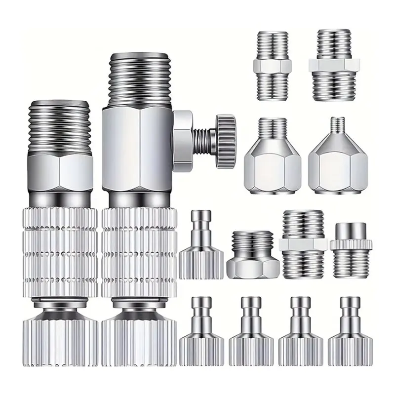 A20F-14 Pcs Airbrush Adapter Set, 1/8 And 1/4 Inch Male/Female Connectors, Quick Disconnect