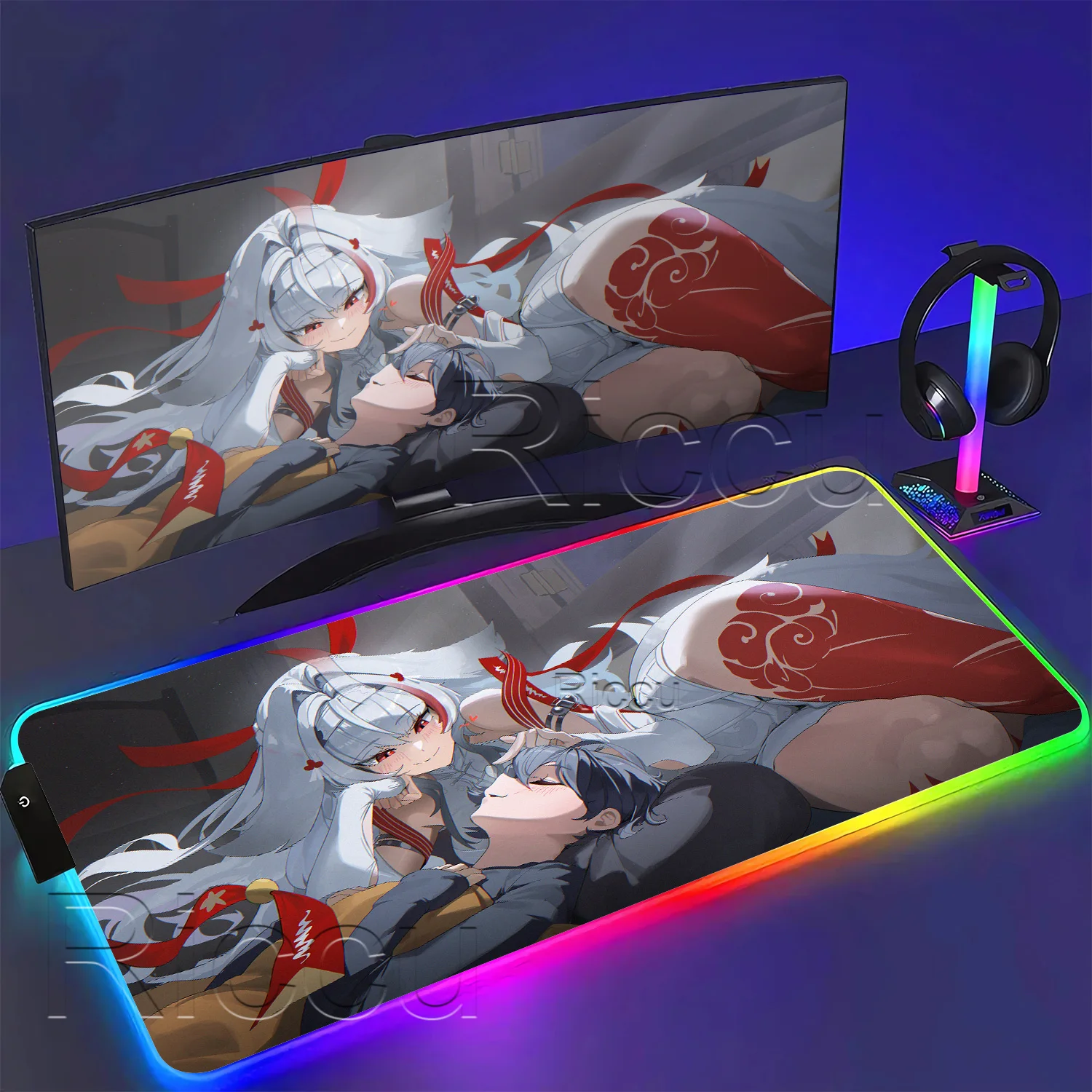 RGB Mouse Pad Gaming Zenless Zone Zero ZZZ Ye Shunguang Anime Girl LED Mousepad Keyboard Office HD Printing backlight Desk Mat