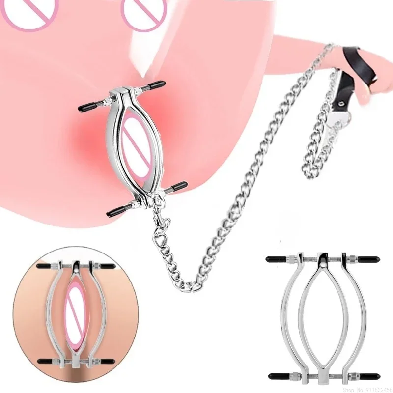 

Metal Electric Shock Labia Clip Expansion Pussy Stretcher Training Clip Vaginal Speculum Clitoral Stimulator BDSM Bondage SexToy