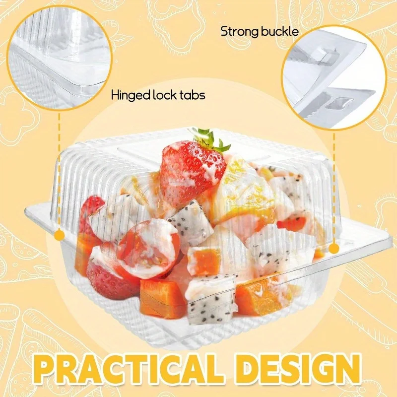50/100pcs Clear Plastic Take Out Containers with Lids, Disposable Square Clamshell Food Boxes, Cake Containers Clamshell
