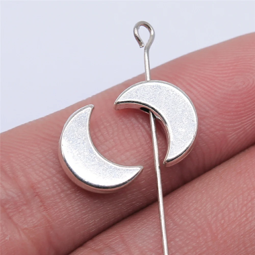 

Wholesale 200pcs/bag 12x8mm Antique Silver Color Moon Beads For Jewelry Making DIY Jewelry Findings