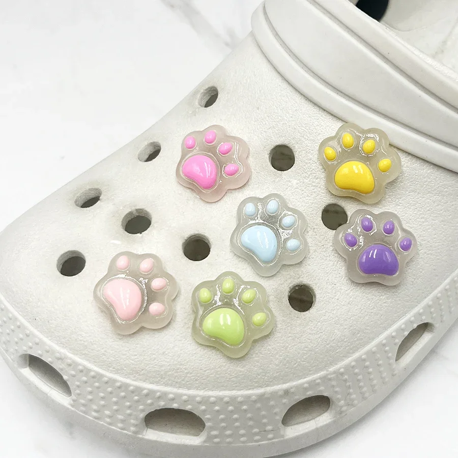 Colorful Transparent Cat Claw Shoe Charms Sandals Accessories For Wristbands Shoe Buckle Decorations Kid Gift Shoe Clips Badge