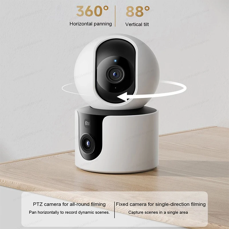 Kamera Cerdas XIAOMI C300 Versi Kamera Ganda, 360 °   WiFi 3MP 6, Monitor Bayi Keamanan Rumah, Kamera Hewan Peliharaan, Versi Cina Dengan Adaptor