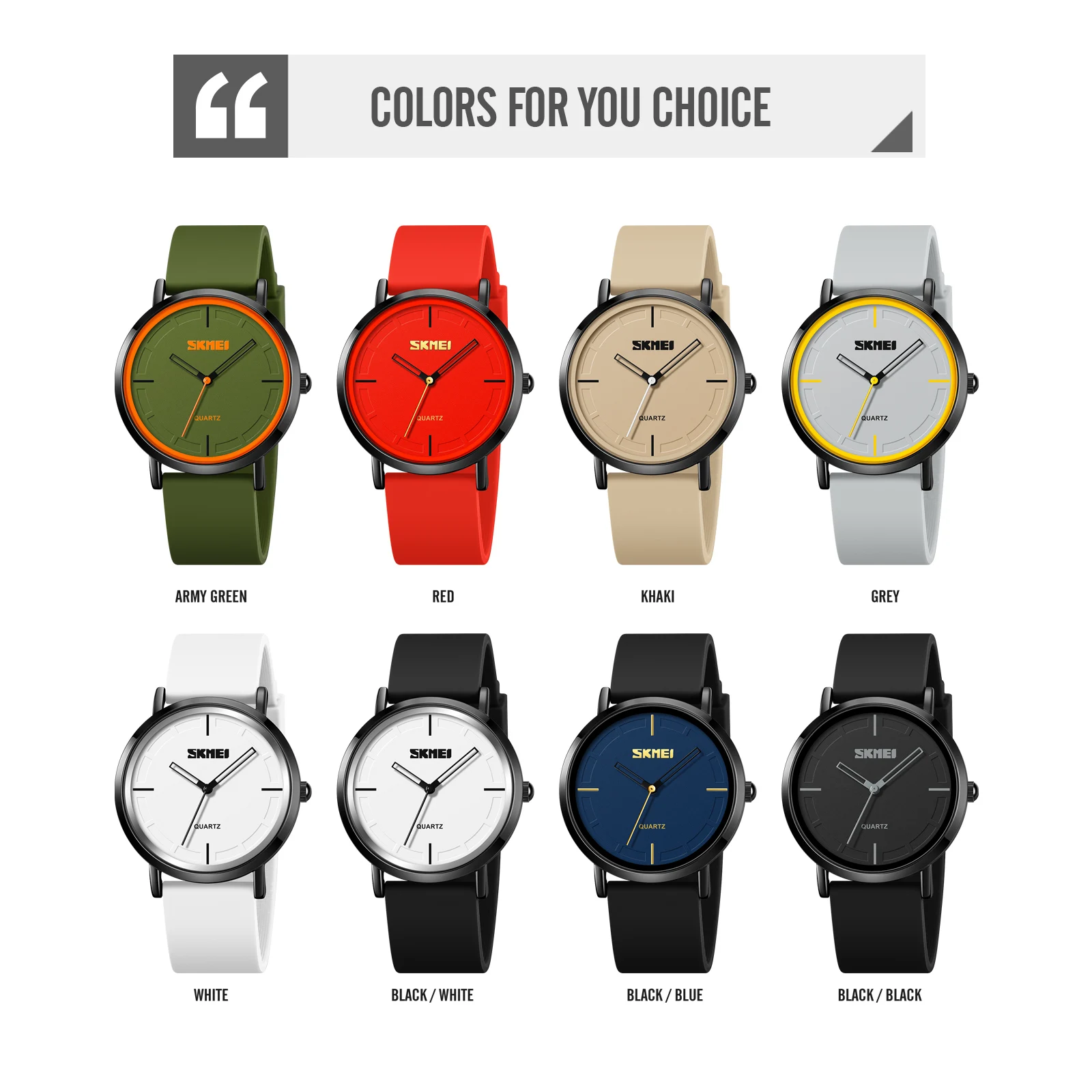 SKMEI 2050 Silm High Hardness Glass Quartz Wristwatch Men Waterproof Silica Gel Band Male Clock Reloj Hombre Men's Quartz Watch