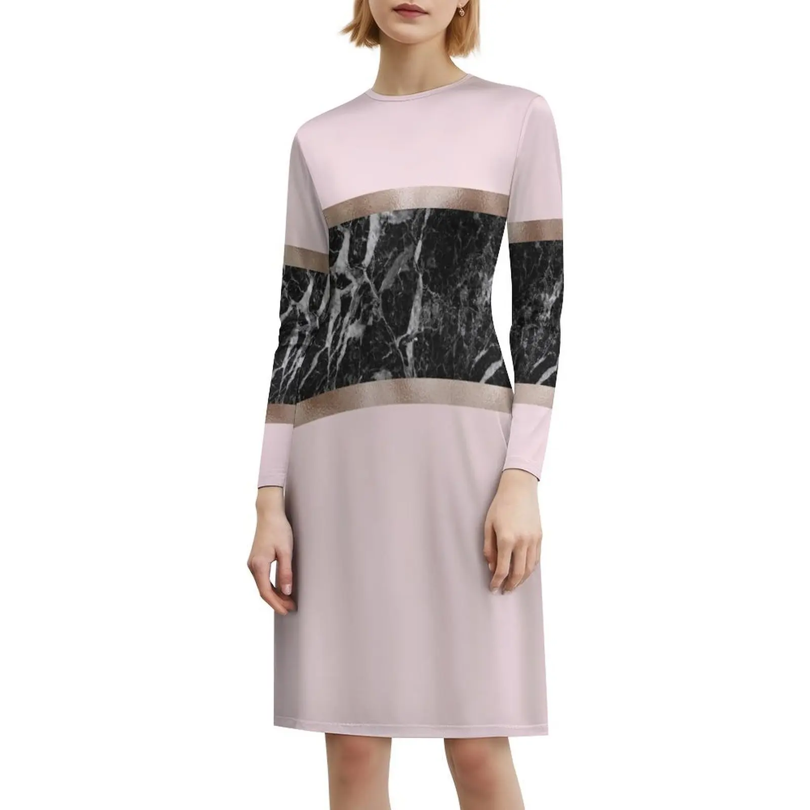 Fraises et crème-marbre noir et or Rose Boho Chic robe élégante mode plage robe de soirée de mariage Blush pêche Rose et