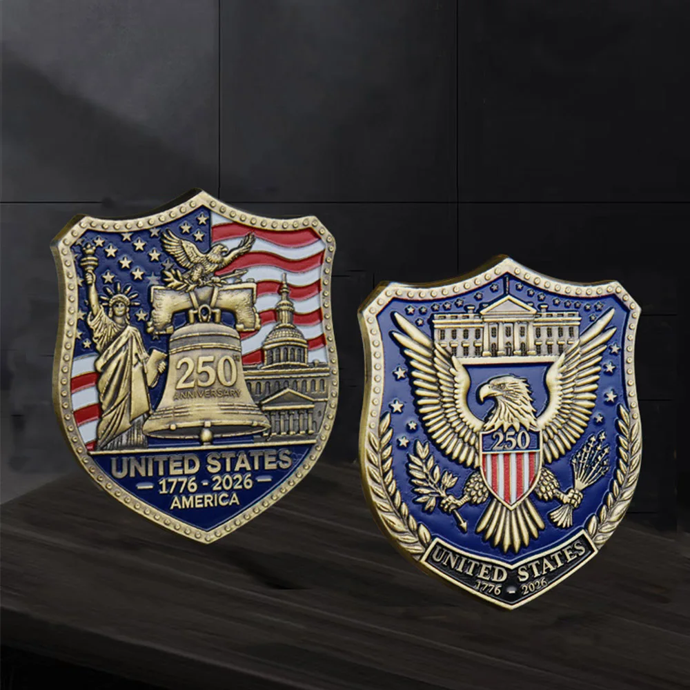 1pc 250Th Anniversary U.S. Navy Shield Shape Badge Military Challenge Coin for Collection Army Souvenir Gifts for Veterans