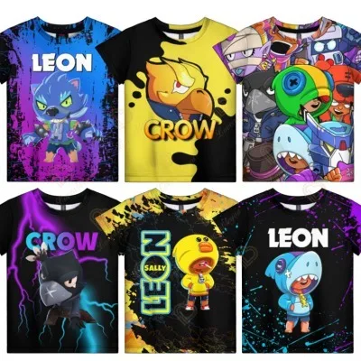 Anime T-shirt Children\'s Clothing Short Sleeve Tshirts Mico Kit Crow Leon Larry Lawrie Cartoon Kids T Shirts