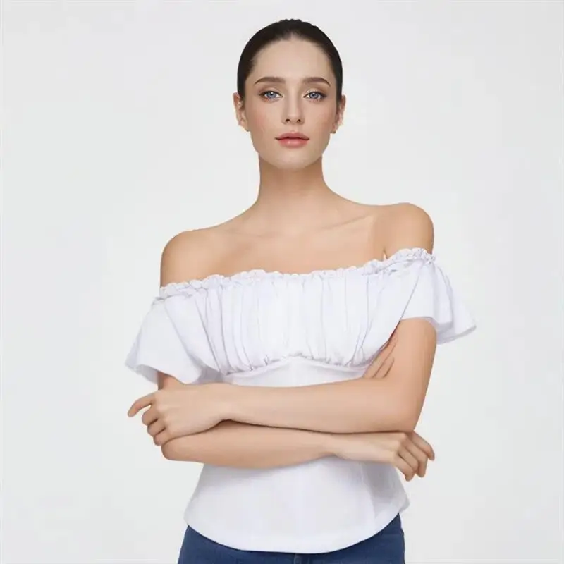 

Сексуальный цветной женский irt на одно плечо ort Sve, летнее новое поступление, однотонный пузырьковый све, полиэфирная ткань irt