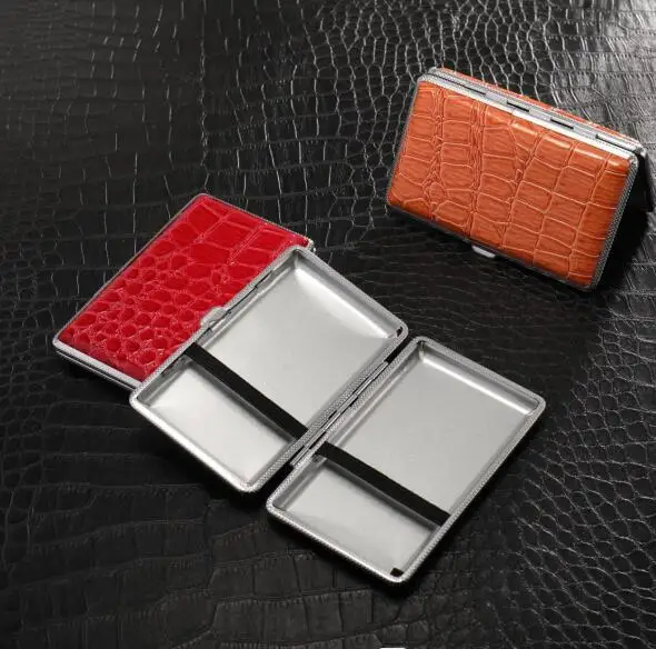 Gift for Men's Protable Leather Cigarette Box Cigar Case Metal Leather Smoking Accessories Cigarette Lady Storage Cover Hold