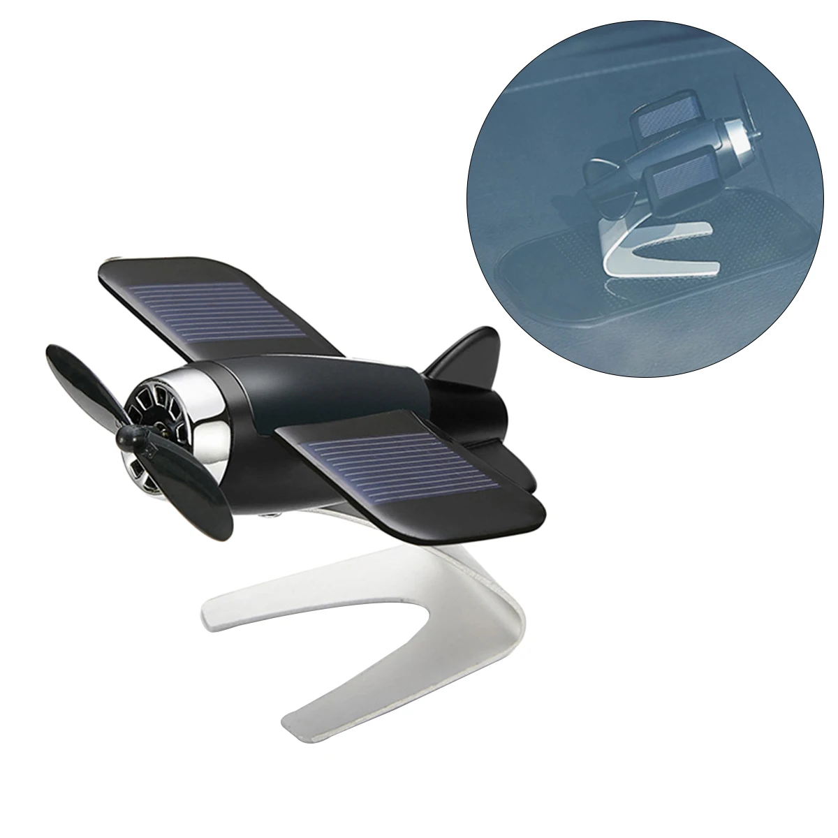 

Car Dashboard Decoration Solar Energy Airplane naments Aluminum Alloy Propeller Continuous Rotation Toy Car Home Office Bedroom