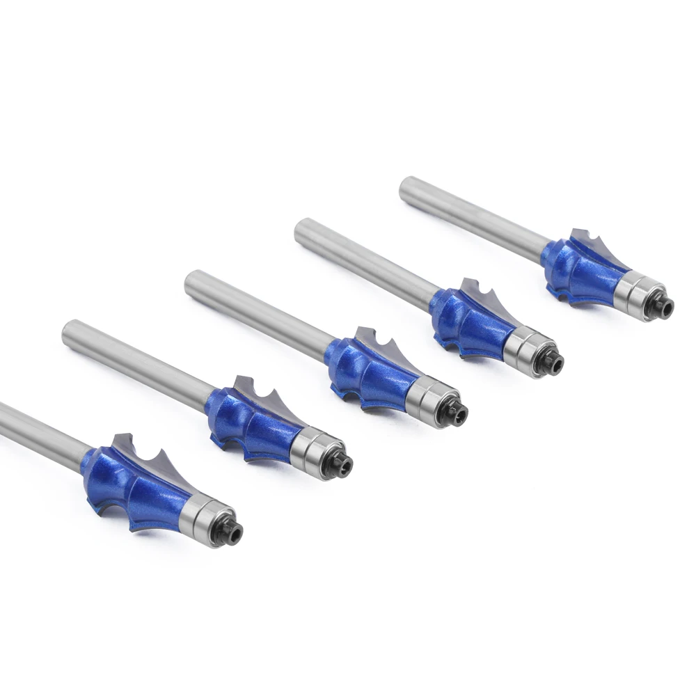 AURWOF 6mm Schaftfräser-Set, 5-teiliges TCT-Schablonenfräser-Kit, Kugellagergeführtes Holzbearbeitungs-Musterkopierwerkzeug – Detail 7