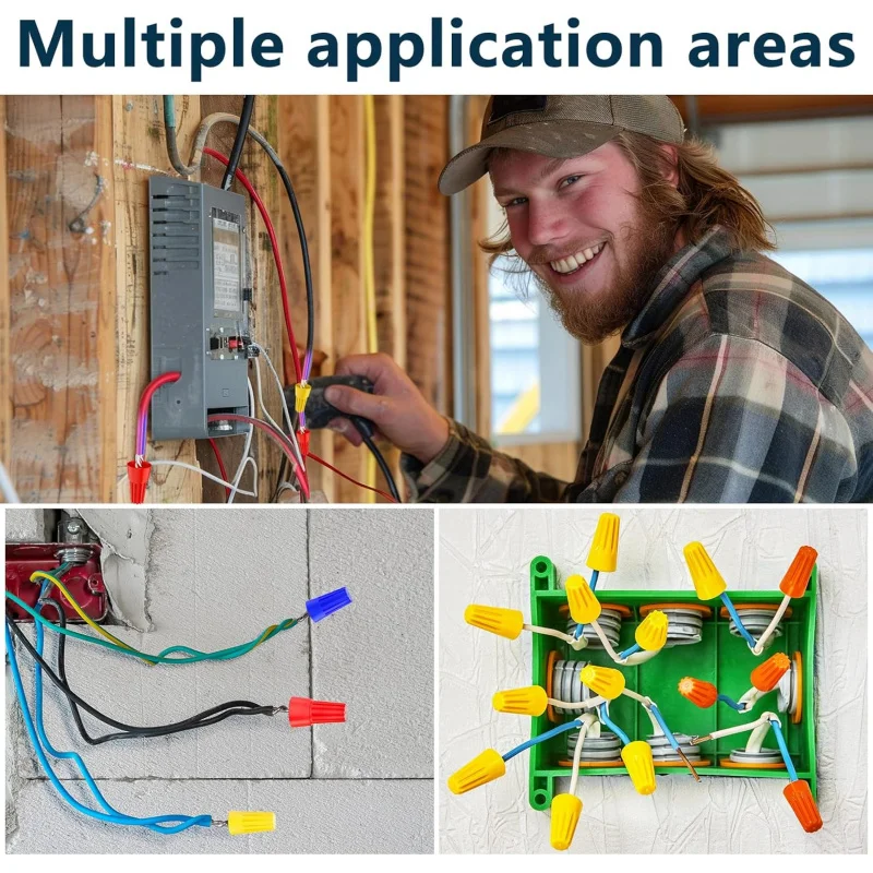 25개 와이어 너트, 와이어 캡, 스프링 포함 소형 와이어 너트 모음 키트, 10-22 AWG 게이지 전선용 전기 와이어 커넥터