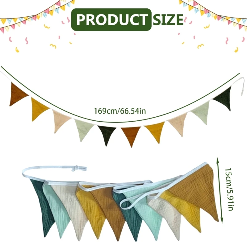 เนอสเซอรี่ผ้าฝ้าย Bunting แบนเนอร์ธงสามเหลี่ยม Garlands Home Party Decors Drop shipping