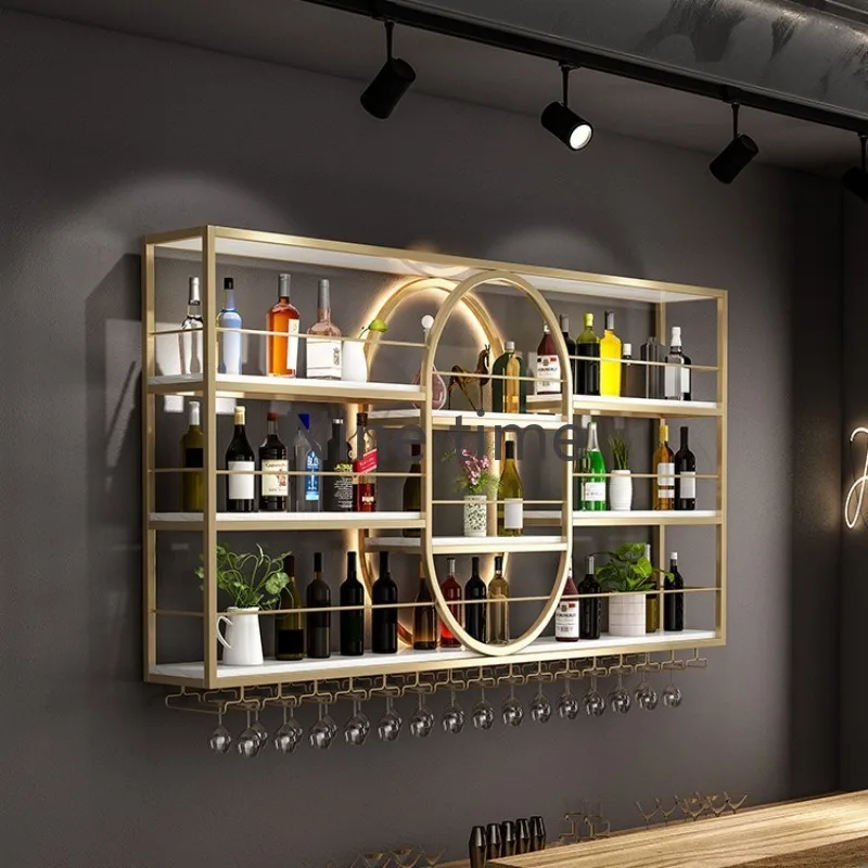 Room Liquor Elegant Vintage Wine Stands Iron Cabinet Drinks Rack Showcase Wall Bar Modern Home Accessories Decoration Furniture