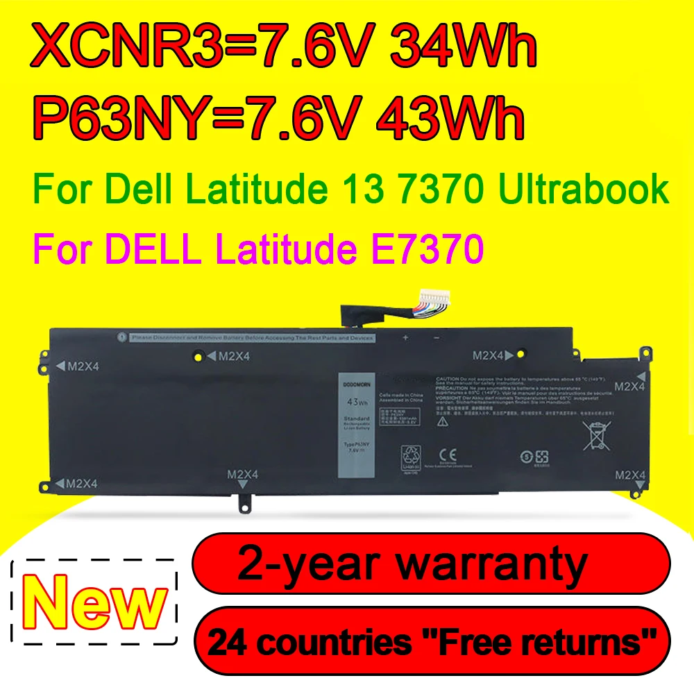 

XCNR3 Laptop Battery For DELL Latitude 13 7370 E7370 P63NY N3KPR 0XCNR3 WY7CG MH25J 4H34M 04H34M WV7CG 0WV7CG 7.6V 34Wh In Stock