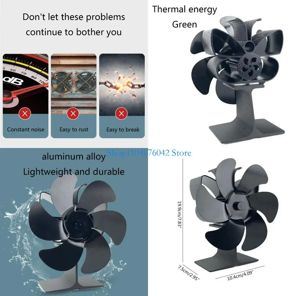 

5asd Auto-sensing 6-Blade Fireplace Fan Newly Designed Heat Powered Stove Fan Disperses Warm Air Through House Perfect