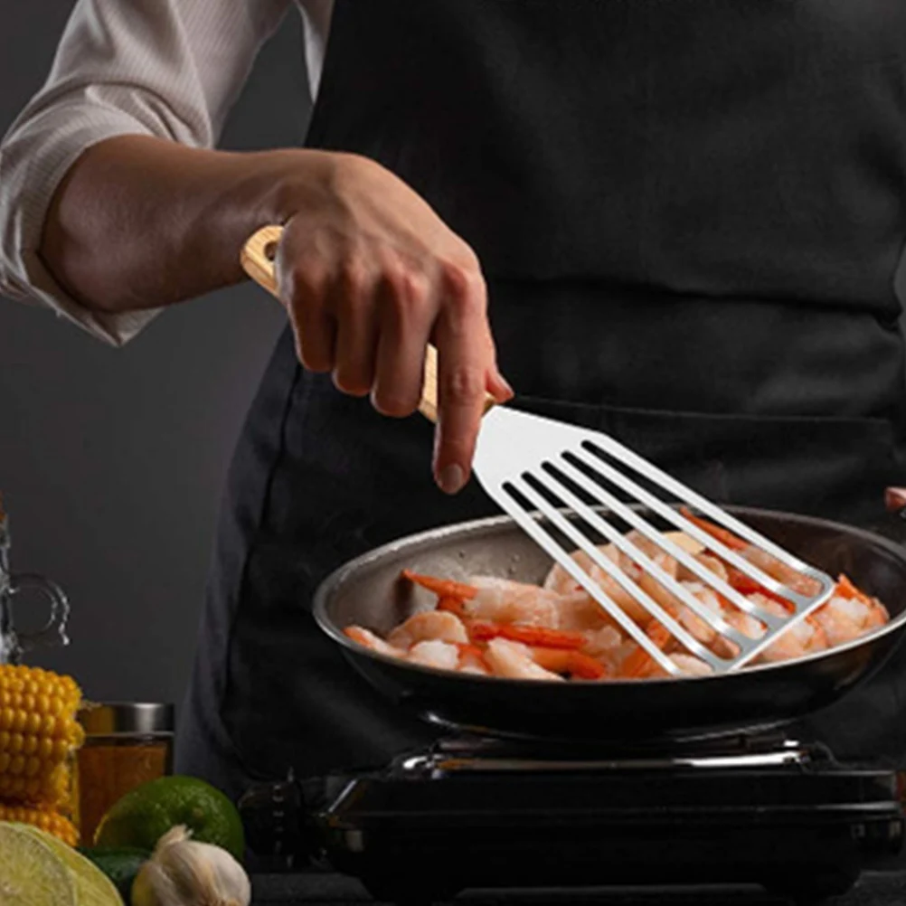

Stainless Steel Fish Shovel Wear-resistant Steak Spatula Steaks Multifunction Wood