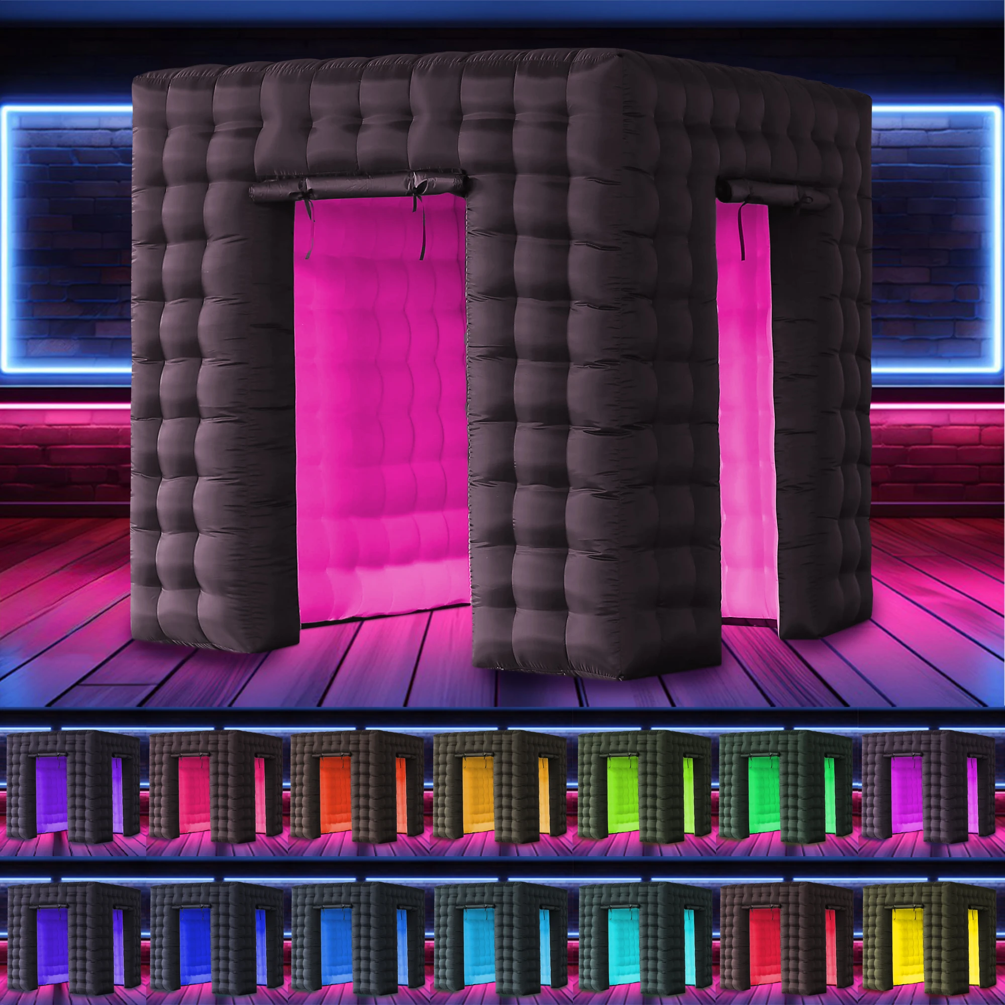 Wedding Party Event Photo Booth Tent Backdrop Inflatable Photo House LED Lighting Square Photo Booth Wall Cube Tent