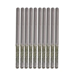 Brocas lisas recubiertas de diamante Lapidary, aguja de perforación, 2mm de plata, 10 unidades