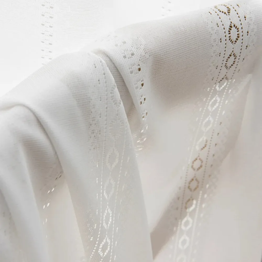 White Hollow Out Sheer Curtain for Living Room and Bedroom, Voile Tulle Window Blinds, Custom Made Drape