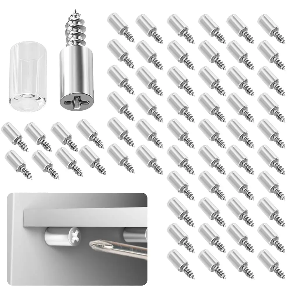 Support Nails, Self Tapping Screws, Laminated Board Support with Anti Slip Sleeves, Wardrobe and Cabinet Glass Panel Brackets