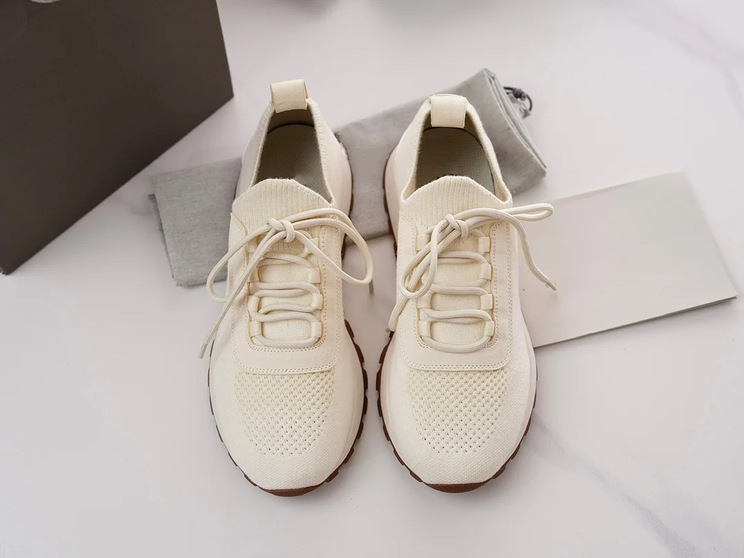 New Knitted Breathable Sneakers For Men, Lace‑Up Platform Flat Casual Shoes, Round Toe Summer Daily Walking Footwear_vogvips.com